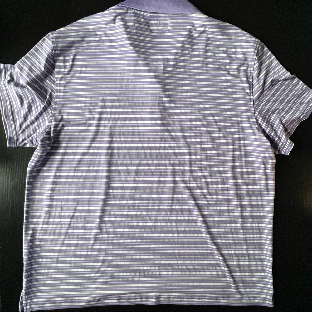 ⛳️Izod Golf Polo Shirt Striped Light Purple & White Men's Size XXL ⛳️ - Picture 4 of 6